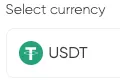 Select currency on CryptoCloud site