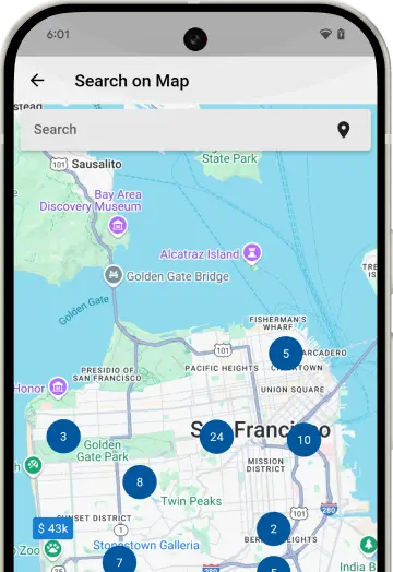 Search on map screen