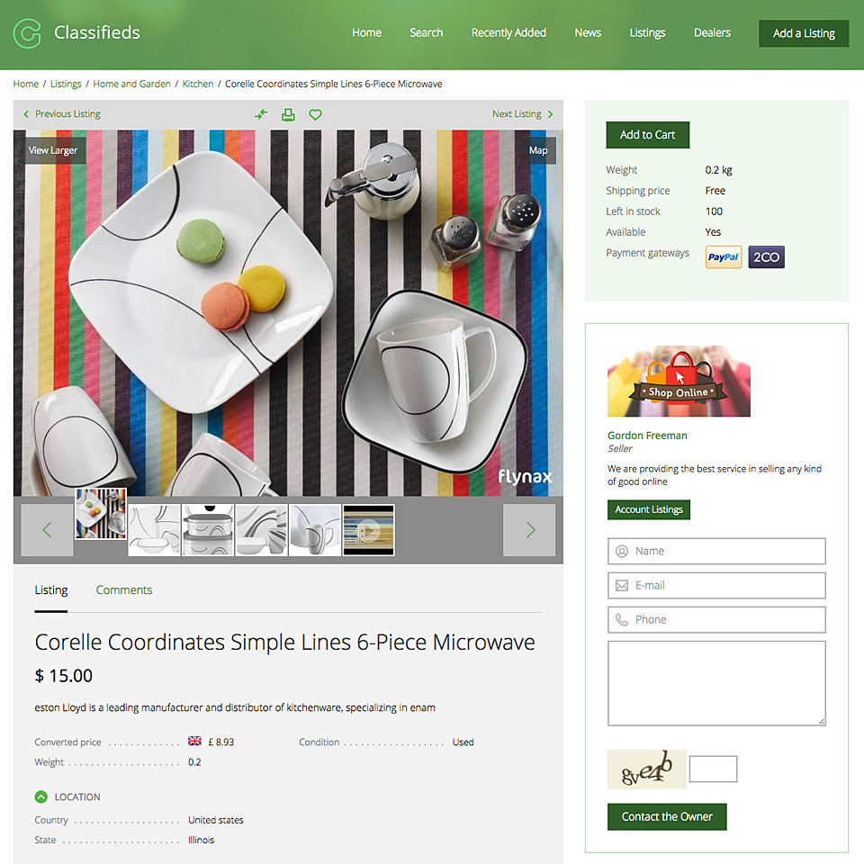 Gumtree clone listing details page